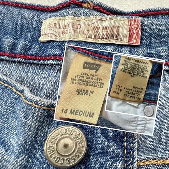 VTG Y2K Levis 550 Jeans Relaxed Ankle Boot High Waist Women 14 M (34X28) Stretch - Picture 7 of 16